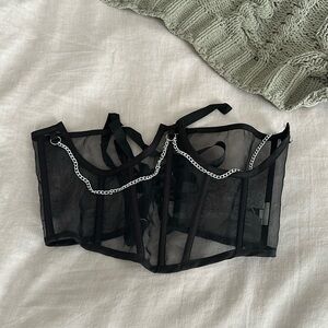 Black mesh corset top